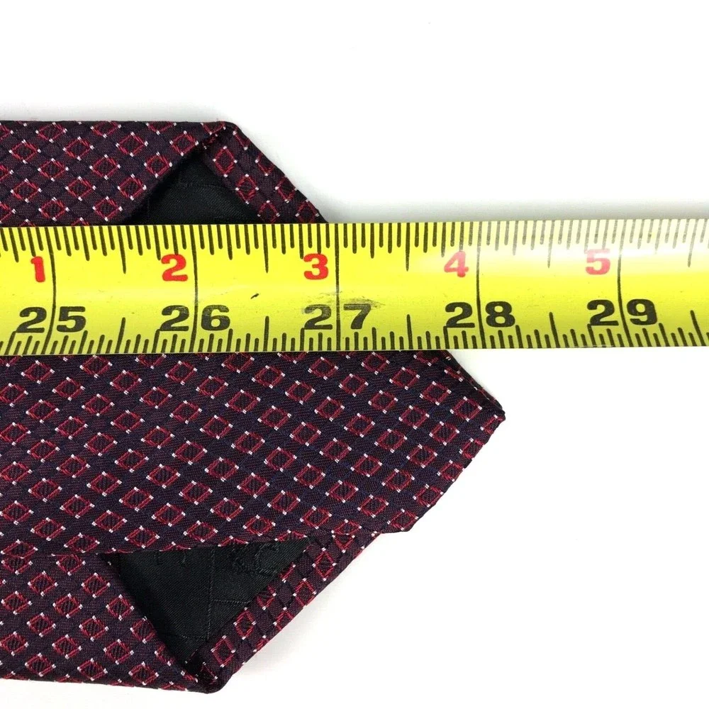 Kenneth Cole New York Red Diamond Plaid Red Tie Men's Work Necktie All Silk 56